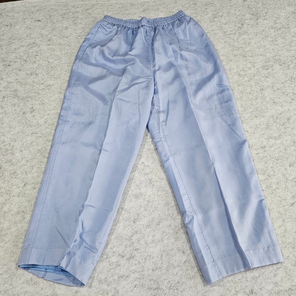Mureli 100% Silk Pajama Pant Bottoms, Light Blue, Pockets, Womens Sz M